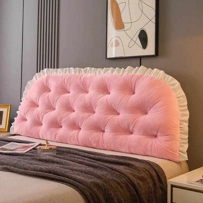 Headboard Cushion Backrest Tatami - หมอนรองศีรษะหัวเตียงกำมะหยี่คริสตัล หมอนข้างเตียงในห้องนอน หมอนพิงหลังแบบนุ่มสไตล์ทาทามิ ใช้ได้ทั่วไป หมอนกันกระแทกสไตล์เจ้าหญิง ประดับลูกไม้