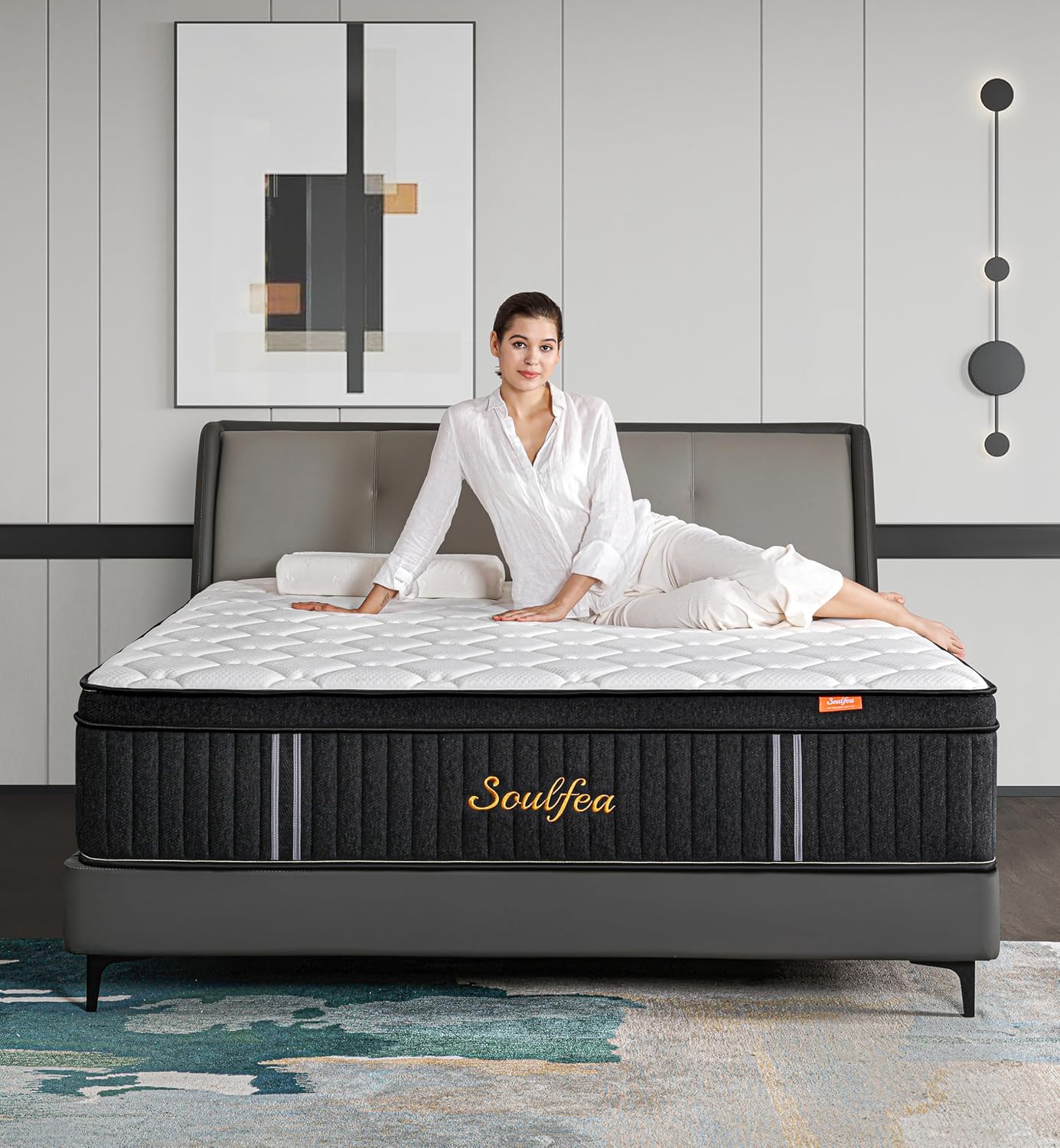 Memory Foam Mattress In A Box Queen - ที่นอนขนาดควีนไซส์ขนาด 12 นิ้วที่นอนเมมโมรีโฟมไฮบริดที่นอนสีดําในกล่องพร้อมการรองรับและปรับปรุงการนอนหลับ M