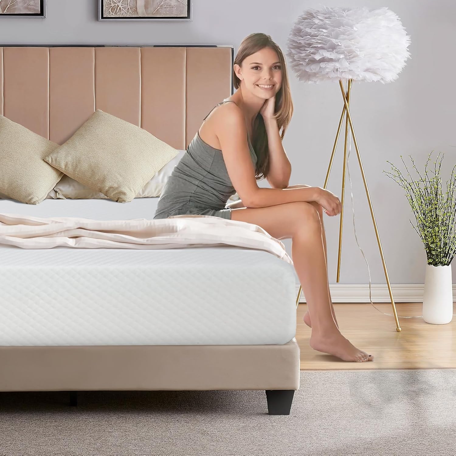Memory Foam Mattress In A Box Queen - 5/6/8/10/12 นิ้วเจลหน่วยความจําโฟม Queen ขนาดที่นอนในกล่องที่นอนสําหรับ Cool Sleep