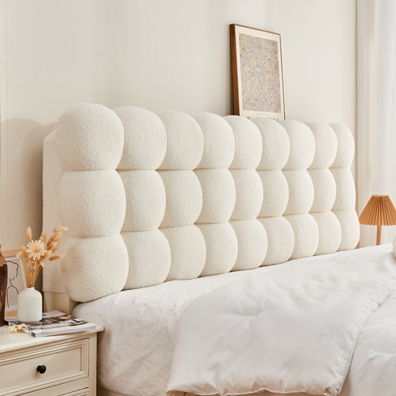 Headboard Cushion Backrest Tatami - ที่พิงศรีษะหลังทาทามิสโนว์บอลเบาะนุ่มก้อนเมฆที่มีกาวในตัวปลอกหมอนครีมเตียงกันการชน