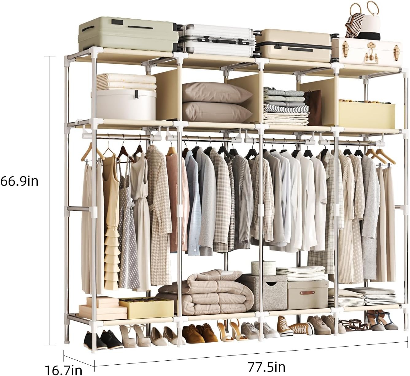 ตู้เสื้อผ้าแบบพกพาขนาด 79 นิ้ว - Wardrobe Closet Portable Fabric Cover บทวิจารณ์และราคา