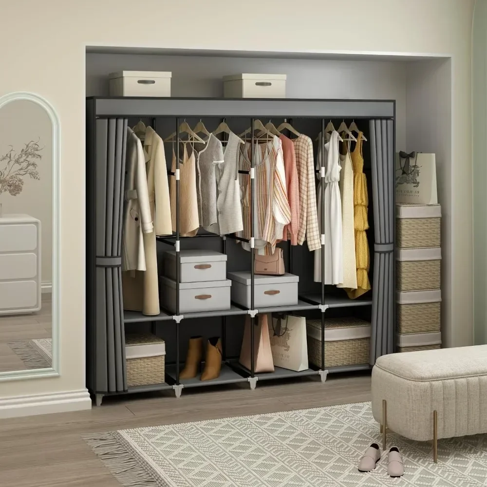 ตู้เสื้อผ้าแบบพกพาขนาด 67 นิ้ว - Wardrobe Closet Portable Fabric Cover บทวิจารณ์และราคา