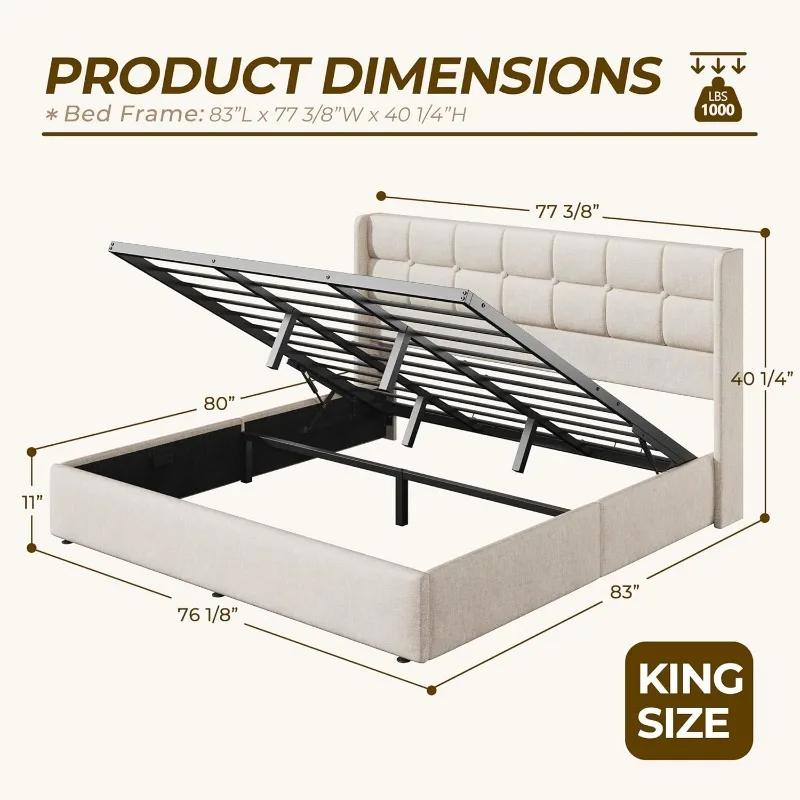 เตียงยกเก็บของขนาดคิงไซส์ HISO - Gas Lift Storage Bed Hydraulic บทวิจารณ์และราคา