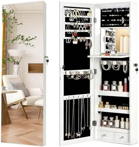 ตู้เก็บเครื่องประดับแบบมีกระจก - Full Length Mirror Jewelry Armoire บทวิจารณ์และราคา