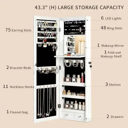 ตู้เก็บเครื่องประดับแบบมีกระจก - Full Length Mirror Jewelry Armoire บทวิจารณ์และราคา