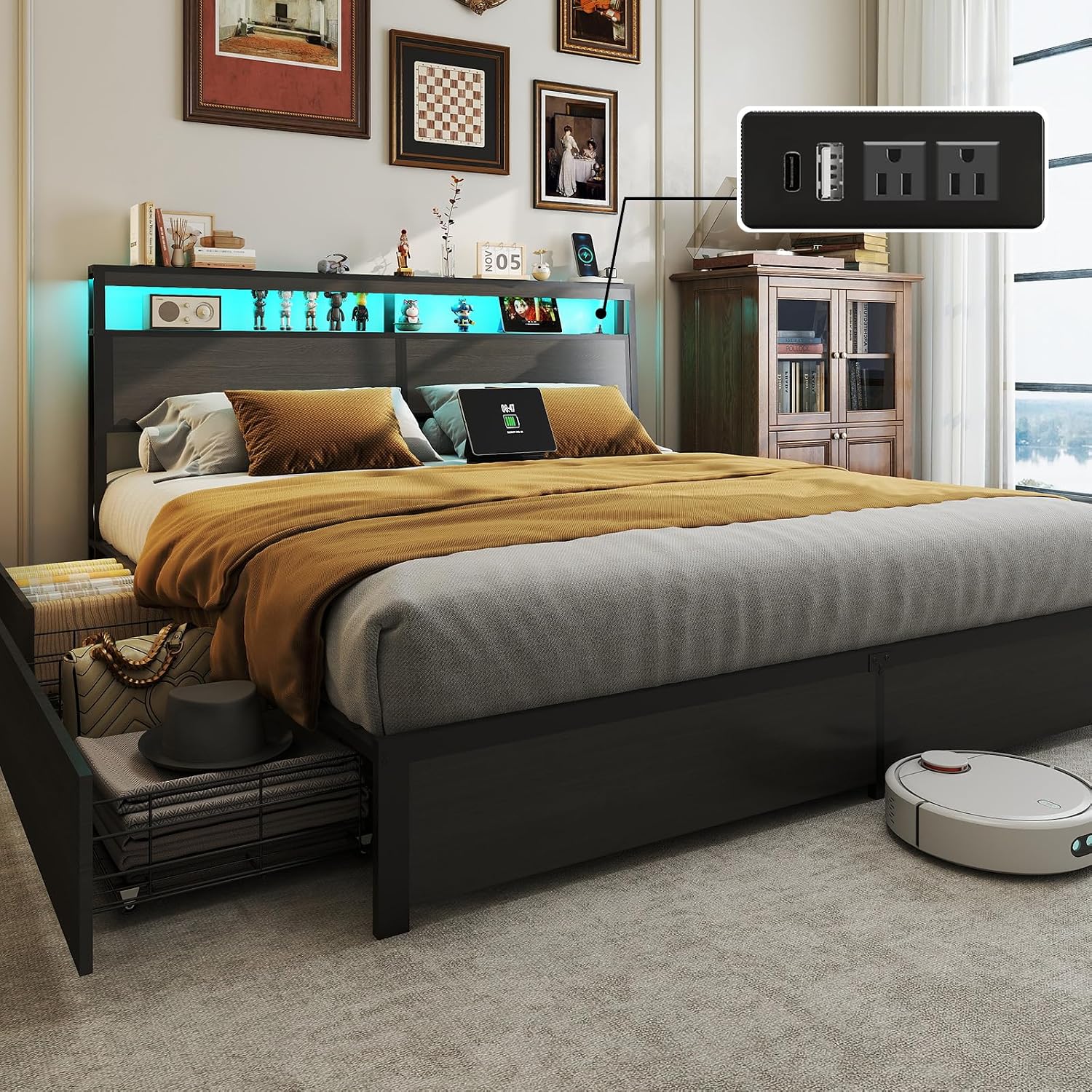 โครงเตียงขนาดคิงไซส์พร้อมหัวเต - King Size Bed Frame With Storage Drawers บทวิจารณ์และราคา