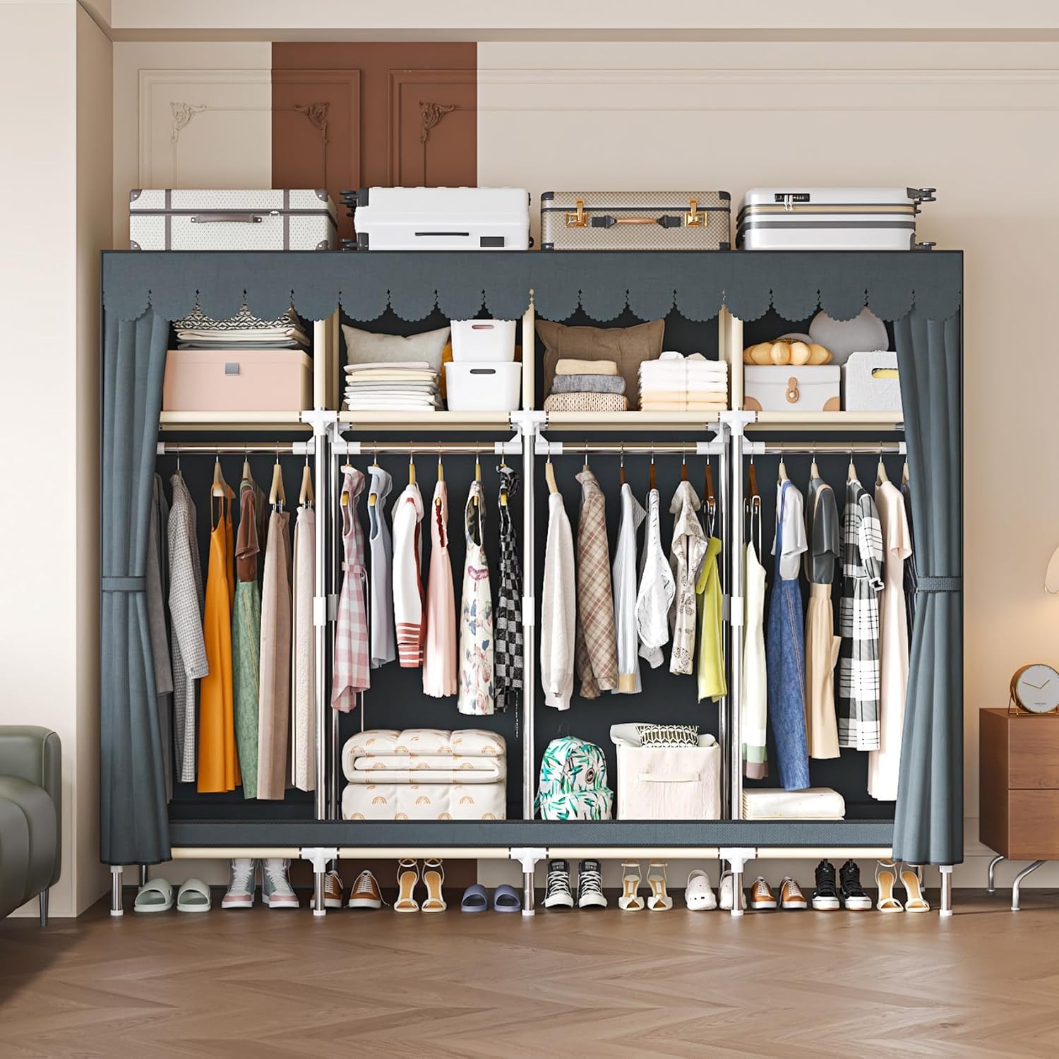 ตู้เสื้อผ้าแบบพกพาขนาด 79 นิ้ว - Wardrobe Closet Portable Fabric Cover บทวิจารณ์และราคา