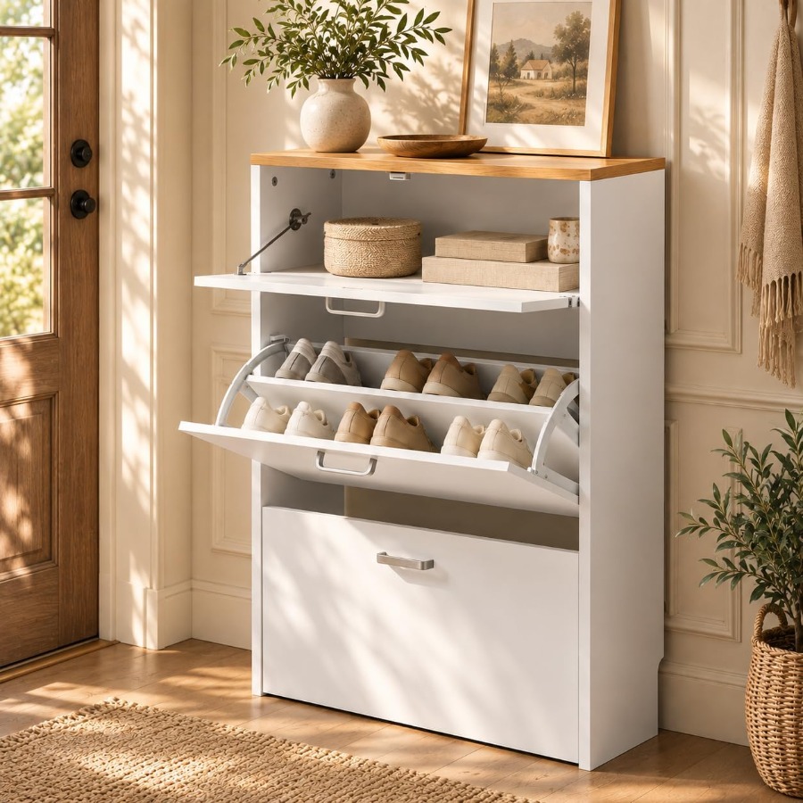 ตู้เก็บรองเท้าสำหรับวางไว้บริเ - Shoe Rack Cabinet Narrow Entryway บทวิจารณ์และราคา