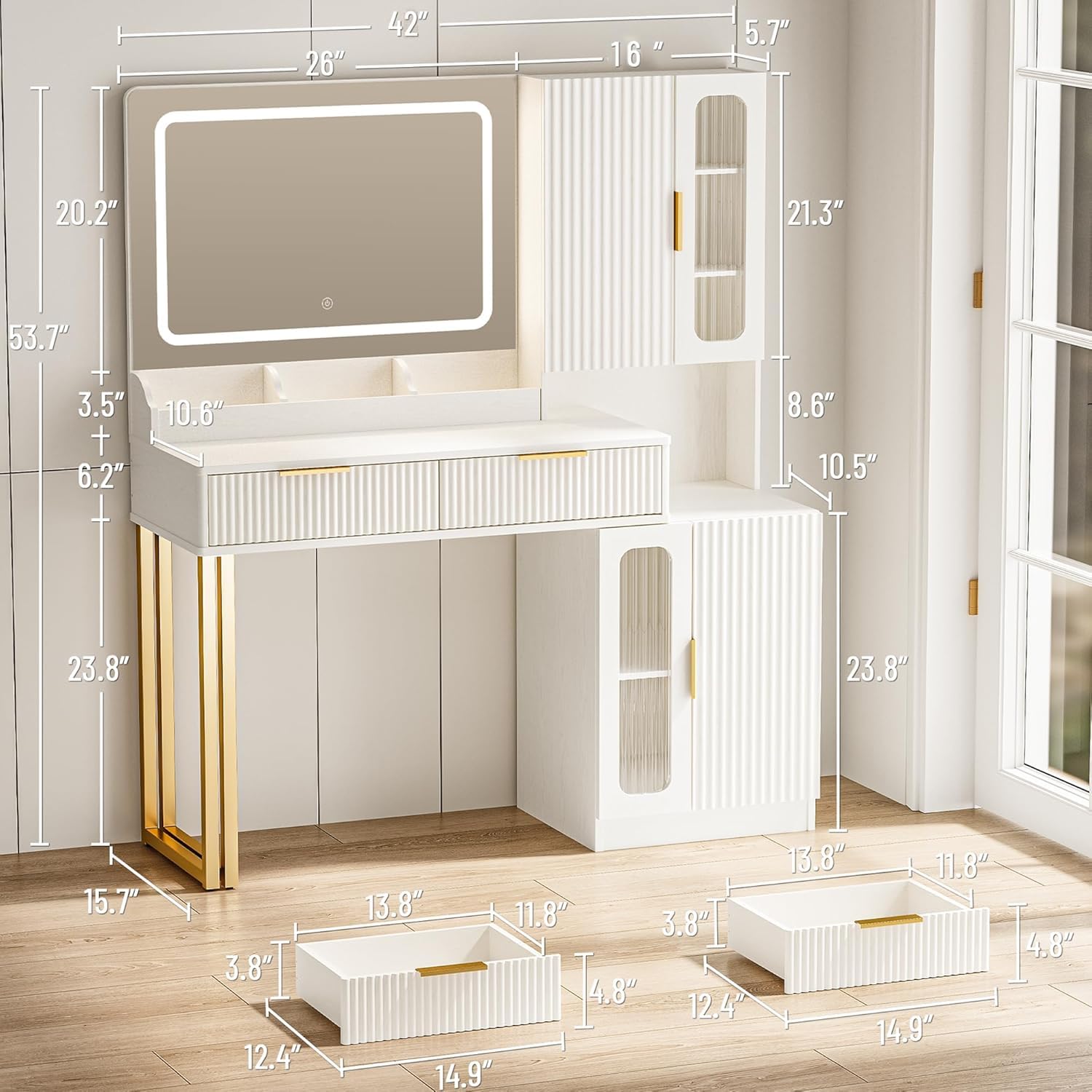 โต๊ะเครื่องแป้งพร้อมกระจกและไฟ - Dressing Table Vanity With Lighted Mirror บทวิจารณ์และราคา