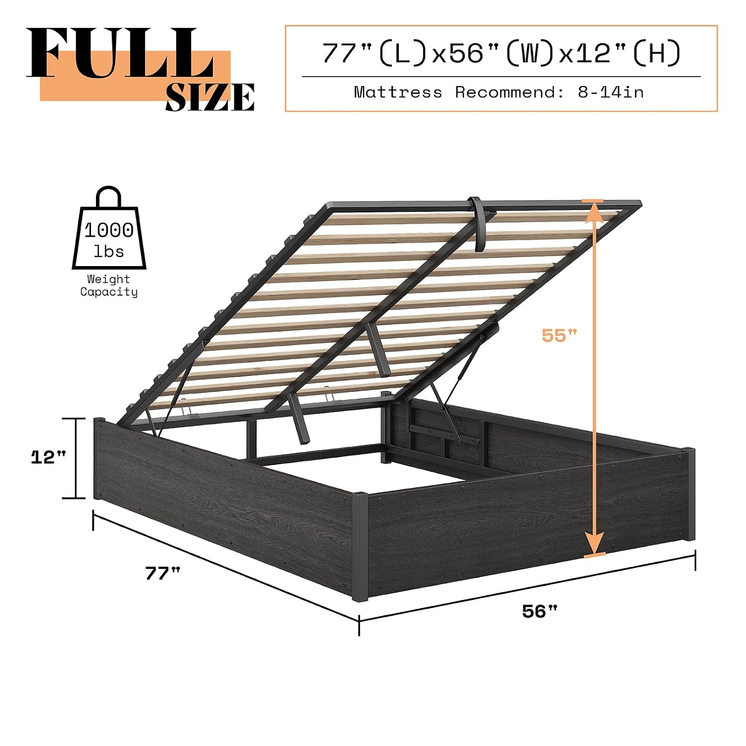 โครงเตียงยกเก็บของได้ ทำจากไม้ - Gas Lift Storage Bed Hydraulic บทวิจารณ์และราคา