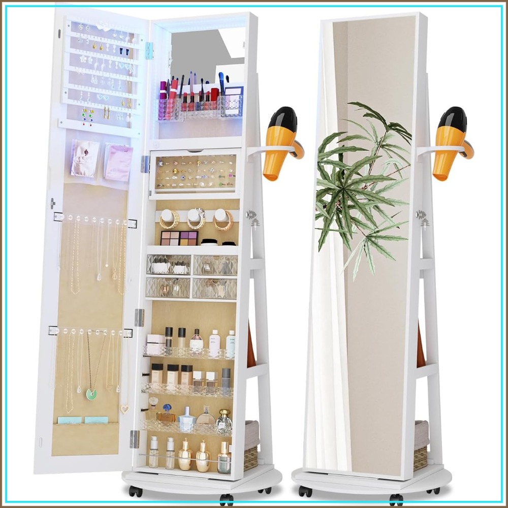 ตู้โชว์เครื่องประดับพร้อมกระจก - Full Length Mirror Jewelry Armoire บทวิจารณ์และราคา
