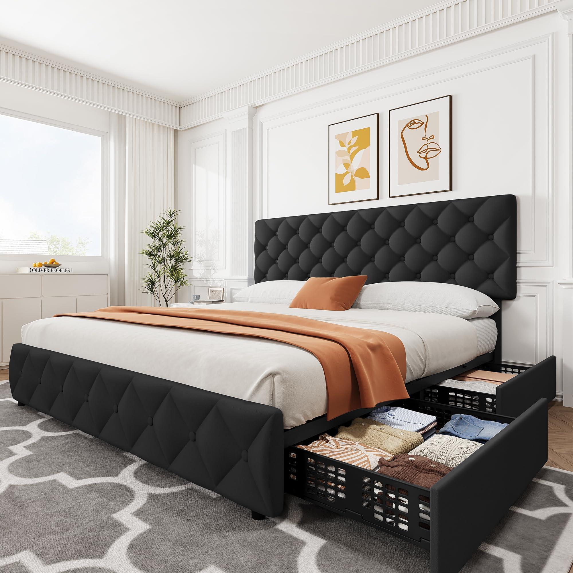 โครงเตียงขนาดคิงไซส์ พร้อมลิ้น - King Size Bed Frame With Storage Drawers บทวิจารณ์และราคา