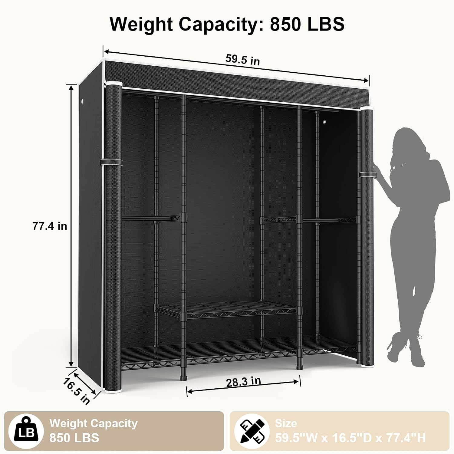 ตู้เสื้อผ้าแบบพกพา E3C ทนทานพิ - Wardrobe Closet Portable Fabric Cover บทวิจารณ์และราคา