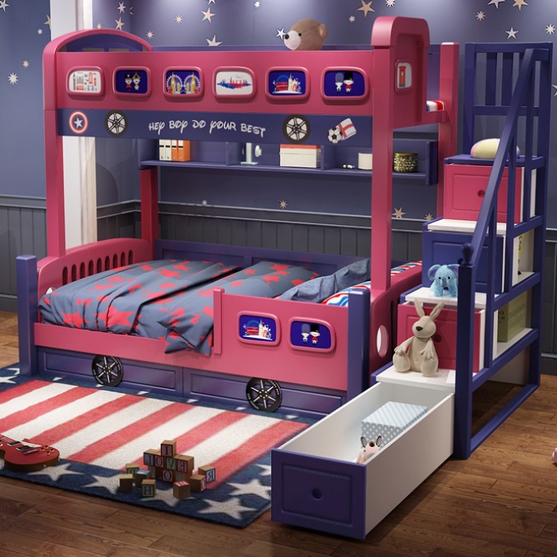 เตียงเด็กสไตล์โมเดิร์นพร้อมสไล - Bunk Bed With Stairs And Slide บทวิจารณ์และราคา