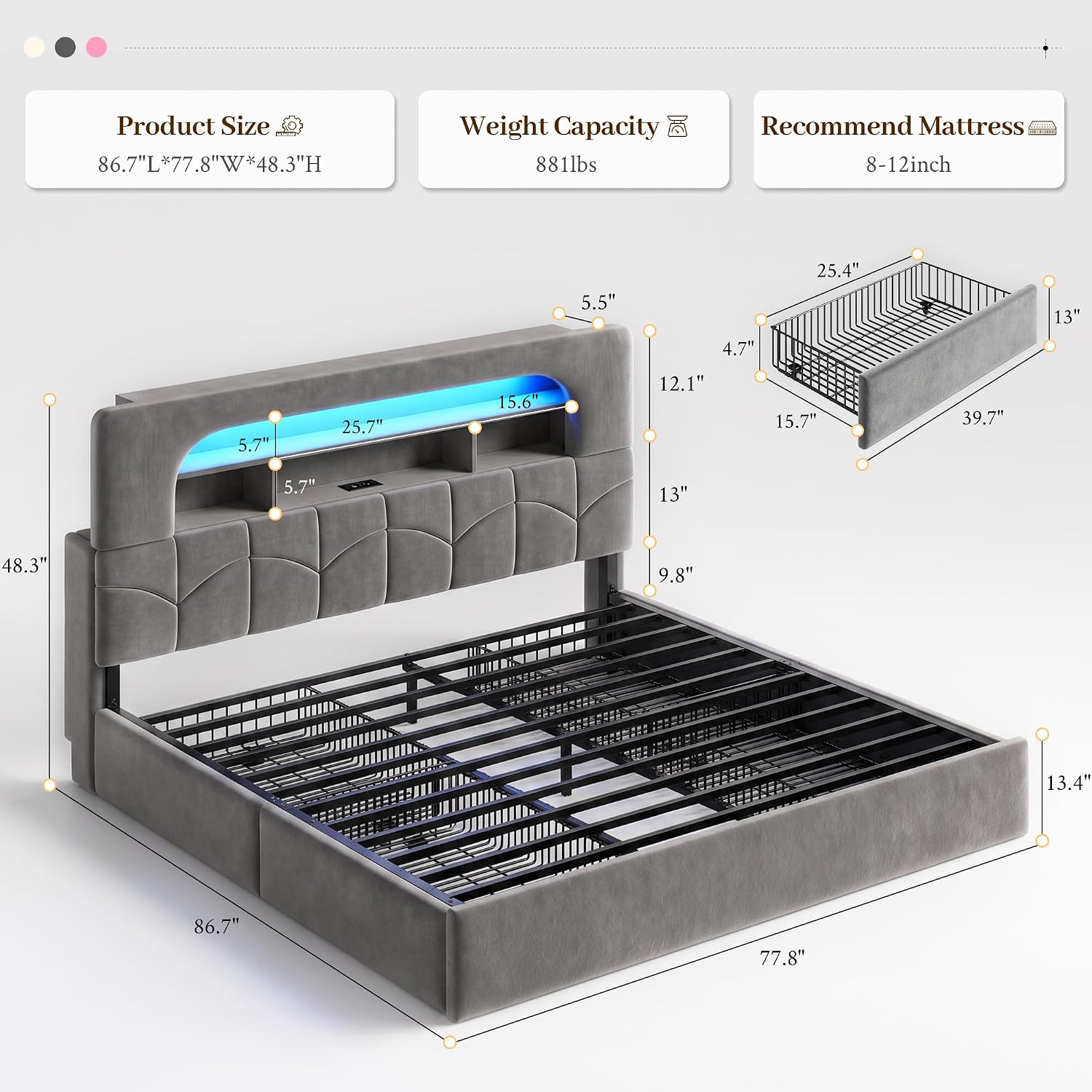 โครงเตียงขนาดคิงไซส์ พร้อมลิ้น - King Size Bed Frame With Storage Drawers บทวิจารณ์และราคา