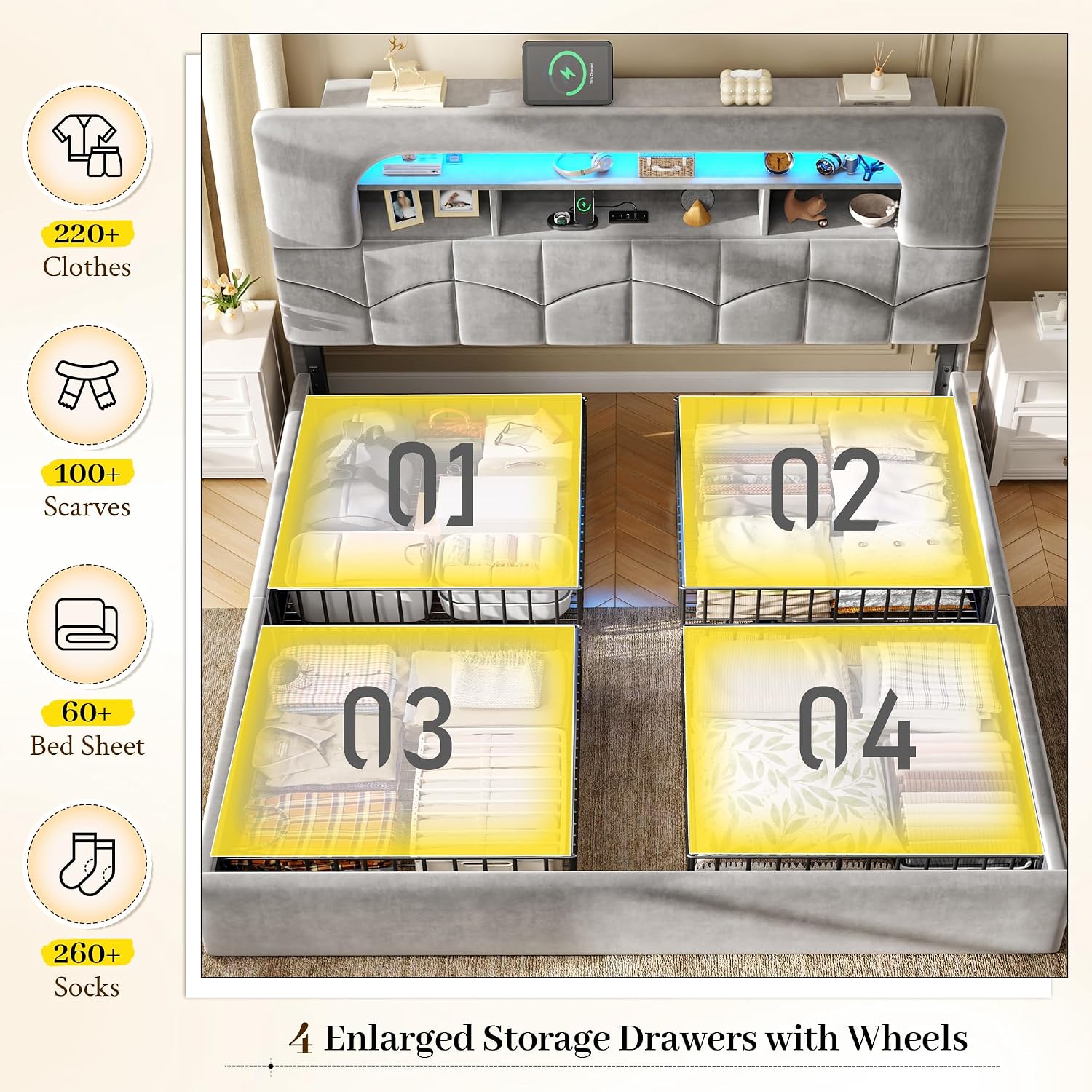 โครงเตียงขนาดคิงไซส์ พร้อมลิ้น - King Size Bed Frame With Storage Drawers บทวิจารณ์และราคา
