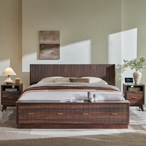 โครงเตียงขนาดคิงไซส์แบบมีร่องพ - King Size Bed Frame With Storage Drawers บทวิจารณ์และราคา